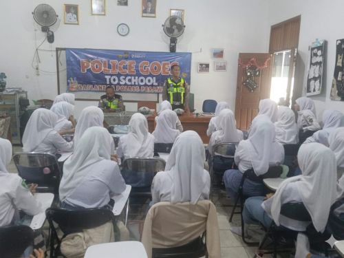 Satlantas Polres Pesawaran Sambangi SMAN 1 Gedong Tataan, Police Goes to School Warnai Ops Keselamatan Krakatau 2026